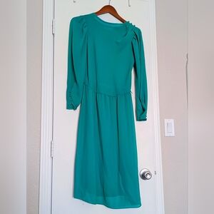 Elegant Teal Long Sleeve Dress